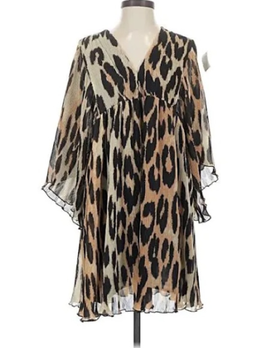 Ganni Leopard Print Mini Dress in Tan and Black L/xl
